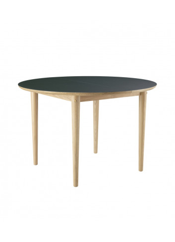 Table ronde extensible Bjork C62E - Chêne & Lino vert FDB Mobler