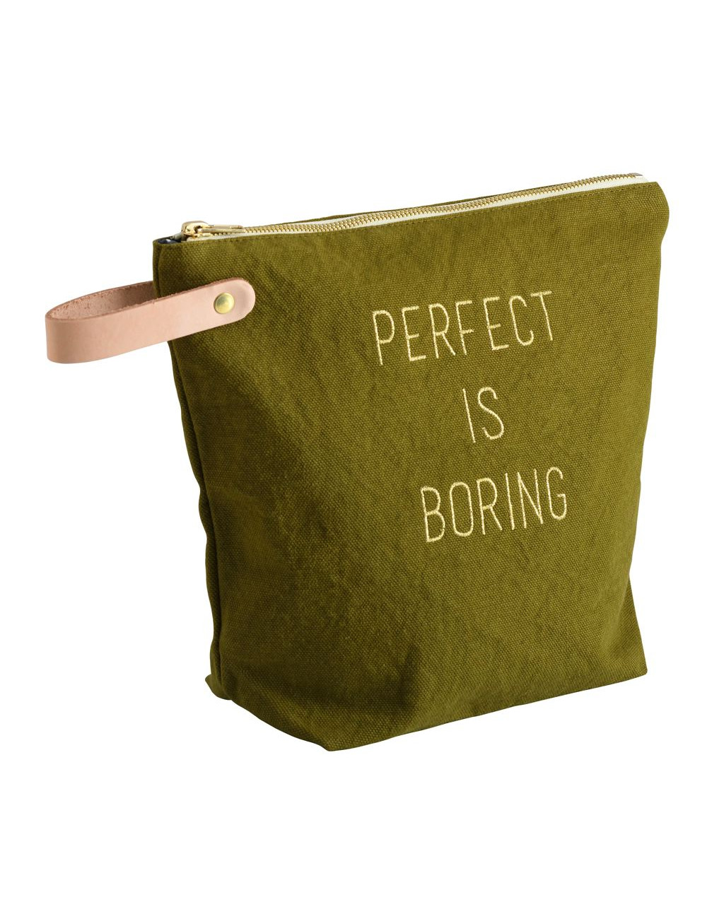 Trousse de toilette "Perfect is boring" - Lichen en coton La Cerise sur le Gateau