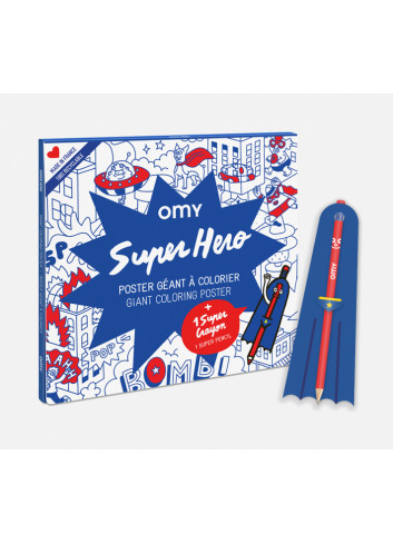 Poster géant avec 1 Super Crayon - Super Hero