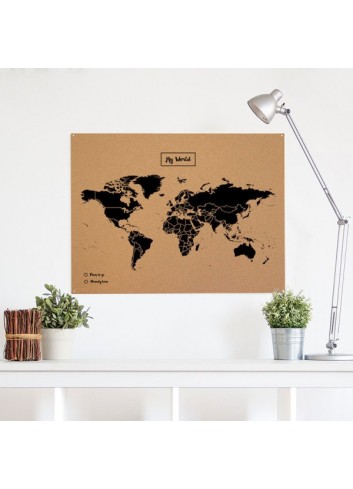 Carte du monde en liège - noir- miss wood- made in spain-deco murale