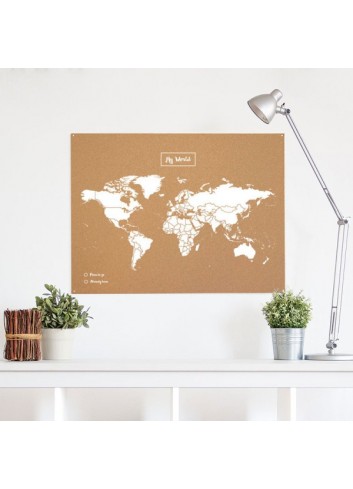 Carte du monde en liège - blanc- miss wood- made in spain-deco murale