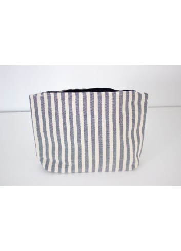 trousse de toilette rayée bleue blanc coton impermeable