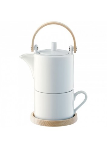 Théière et sa tasse - coupelle en bois- LSA - made in poland