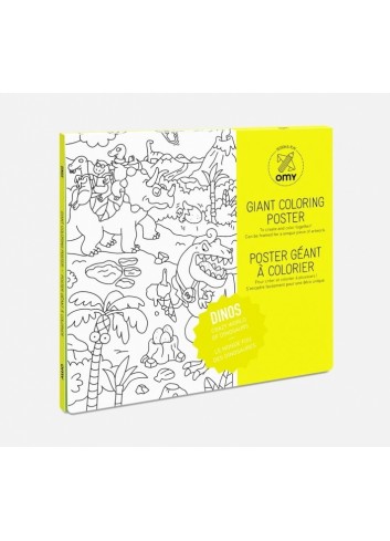 Poster géant à colorier- Dinos- OMY- made in france- dinosaures