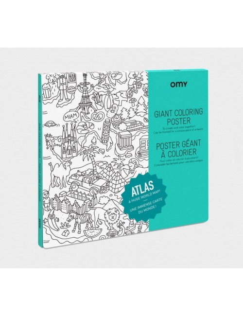 Poster géant à colorier- atlas- OMY- carte du monde