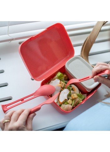 Lunchbox avec couverts CANDY READY - corail