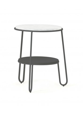 guéridon blanc Anatole harto chêne et structure métalique