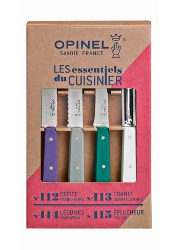 Les essentiels - Art Déco set de 4 couteaux de cuisine Opinel fabriqués en Europe