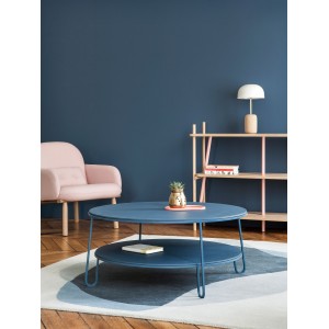 Table basse Eugénie - 90 cm- Bleu/gris (entièrement peint)