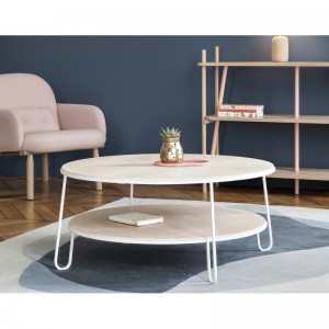 Table basse Eugénie - 90 cm - Marbre - Blanc