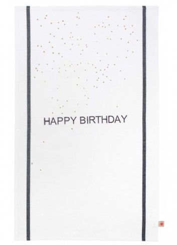 Torchon Happy Birthday coton la cerise sur le gateau fabriqué au Portugal