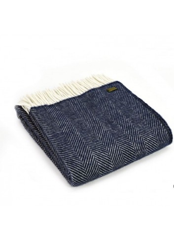 Plaid Chevron Navy tweedmill made in england