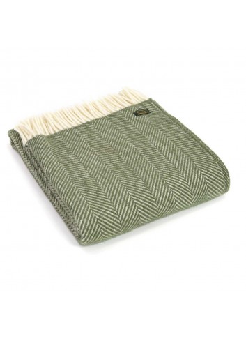 Plaid Chevron Vert olive tweedmill fabriqué en angleterre