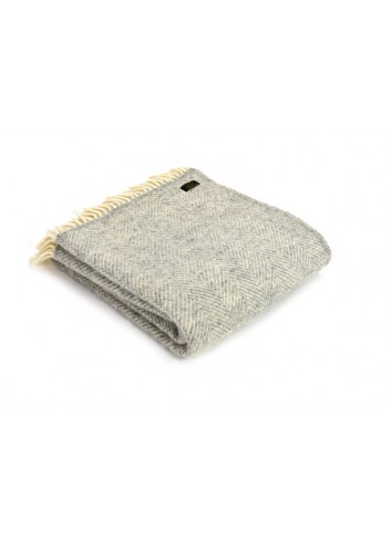 Plaid en laine Chevron gris