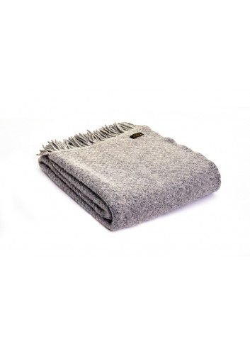 Plaid en laine uni gris clair