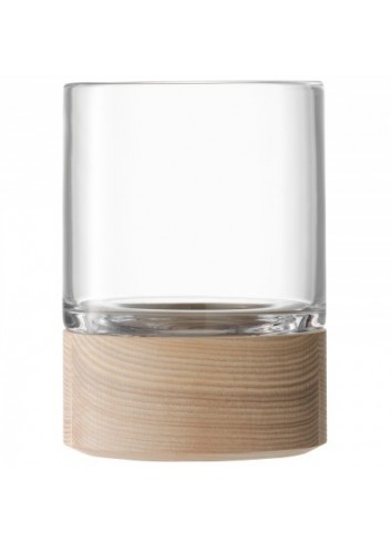 Vase/ Photophore- socle en bois- 18 cm