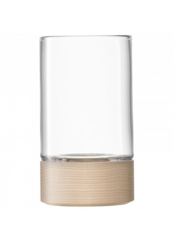 Vase/ Photophore- socle en bois- 23 cm