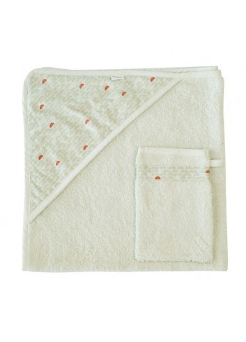 Cape de bain + gant de toilette Pebble Green