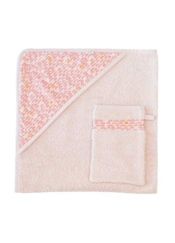 Cape de bain + gant de toilette Pebble Pink